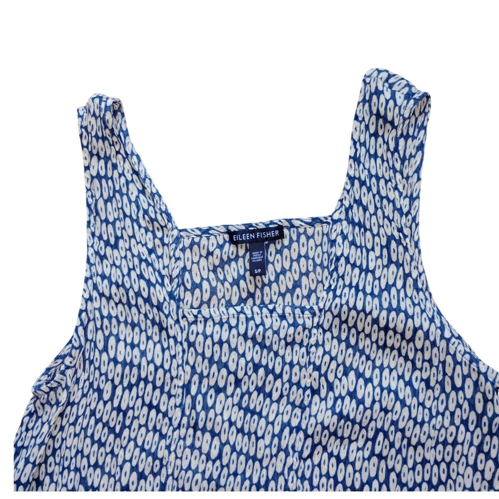 New Eileen Fisher Dress S/P Blue White Print Sleeveless Casual Summer - Picture 2 of 6